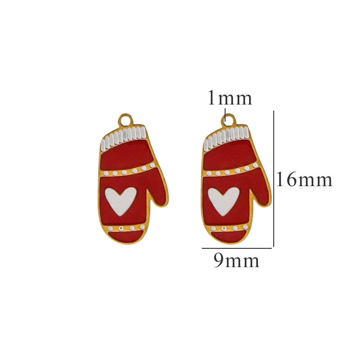 Red / 1 Piece Simple Series Cute Cartoon Gloves Stainless Steel  Gold Color Unisex Pendants 